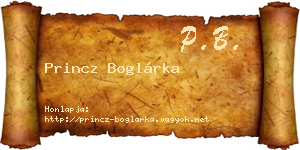 Princz Boglárka névjegykártya
